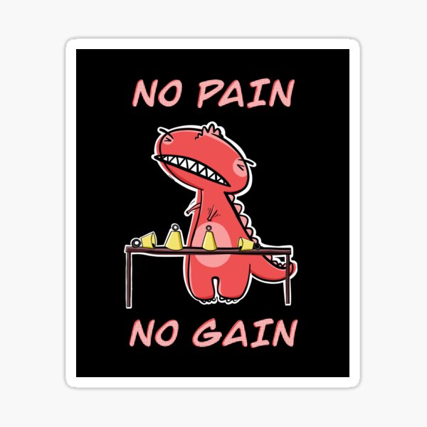 Item preview, Funny Red T-Rex Practicing Handbells "No Pain, No Gain" designed and sold by SubtleSplit.