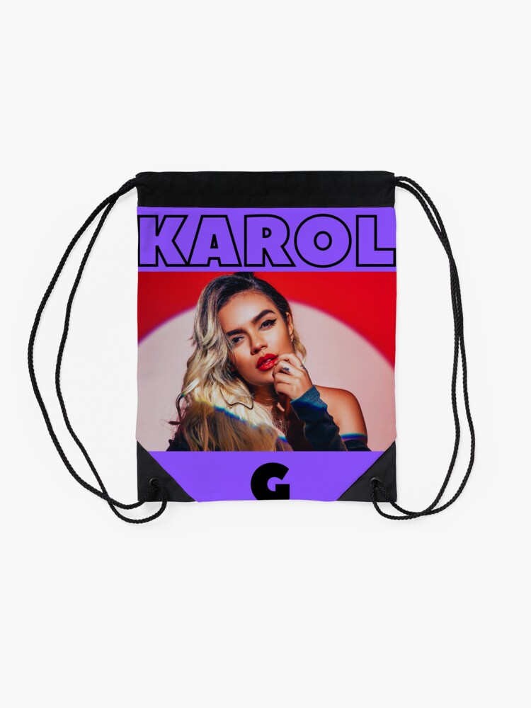 Disover Karol G Vintage with purple background Drawstring Bag