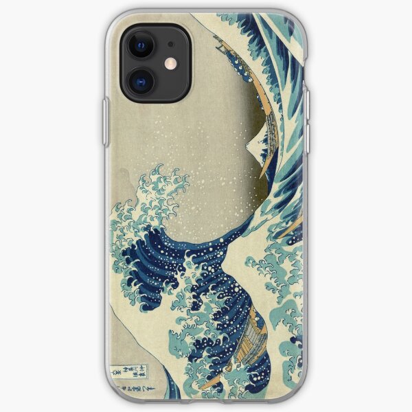 est une gravure sur bois de l'artiste japonais ukiyo-e Hokusai. Il a été publié entre 1830 et 1833 et est l'une des œuvres d'art japonais les plus reconnues au monde. Il représente une énorme vague menaçant des bateaux au large des côtes de Kanagawa. Bie Coque souple iPhone