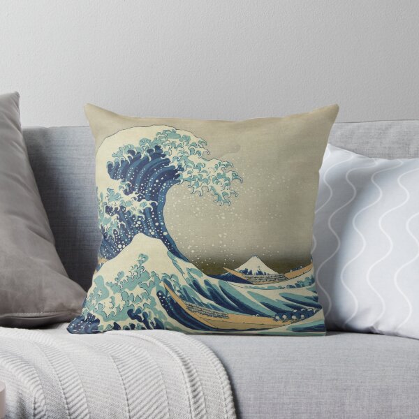 The Classic Japanese Great Wave off Kanagawa by Hokusai Throw Pillow