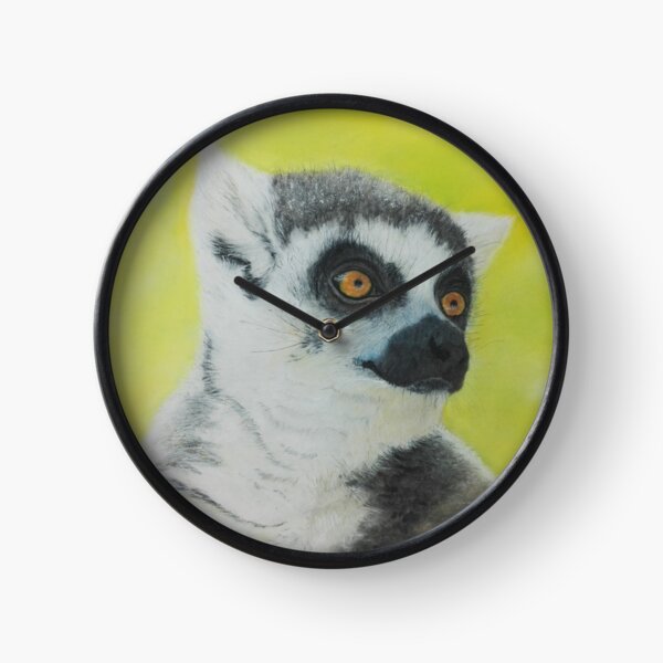 Lemur auf gelbem Hintergrund Uhr