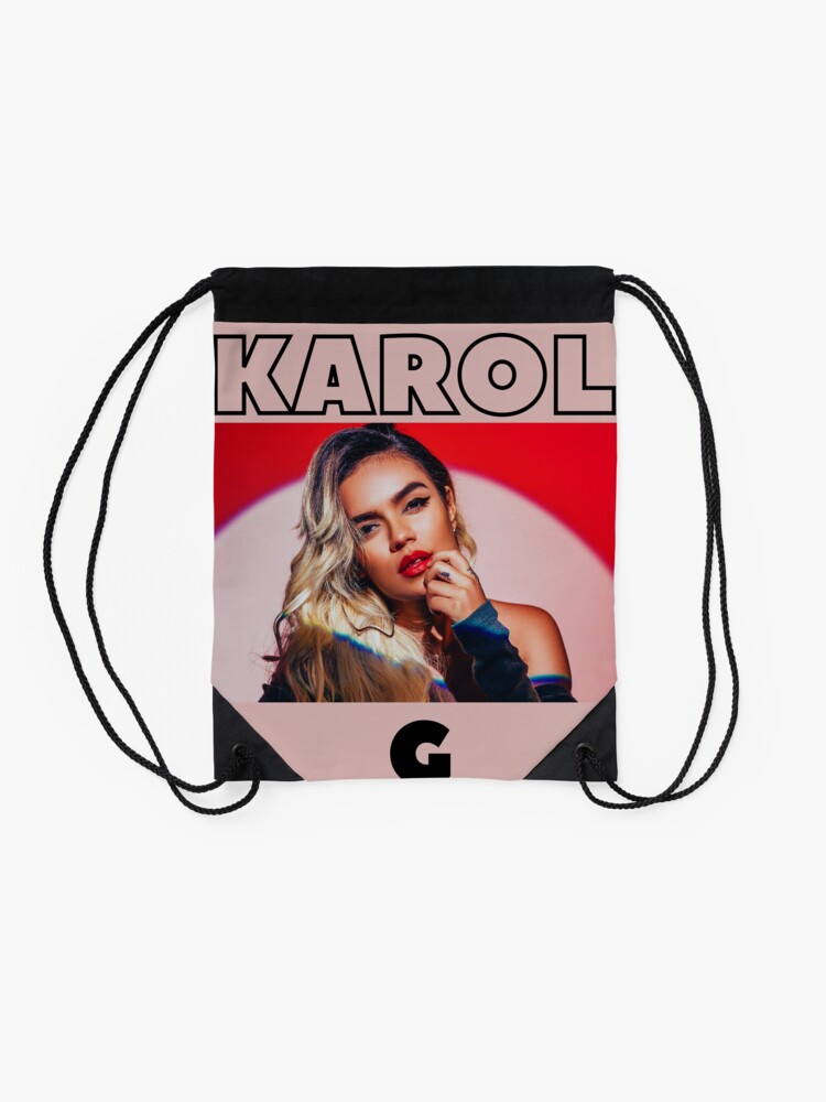 Karol G Vintage with pink background Drawstring Bag