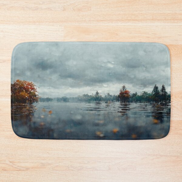 Artikelvorschau, Foggy Lake Fallende Regentropfen an einem regnerischen Herbsttag entworfen und verkauft von Unwind-Art-Work.
