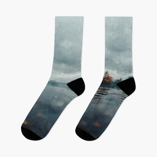 Item preview, Foggy Lake Falling Raindrops On A Rainy Autumn Day designed and sold by Unwind-Art-Work.