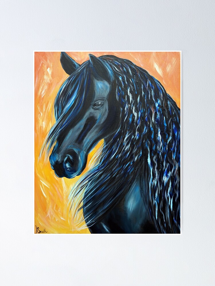 Black Horse Painting Poster By Kirstensneath1 Redbubble