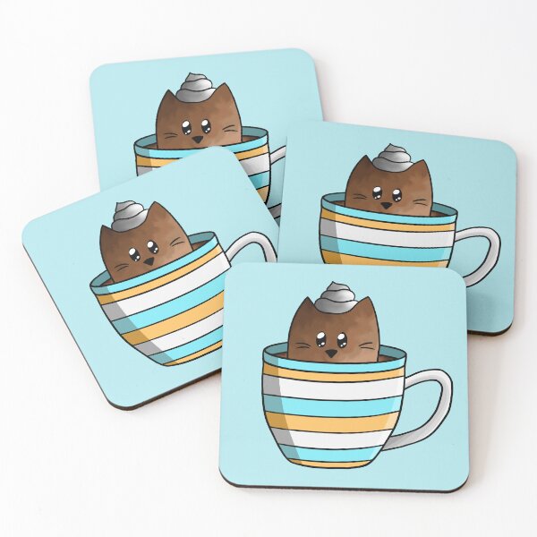 Item preview, Catfee in striped mug (orange-blue) designed and sold by babysnaily.