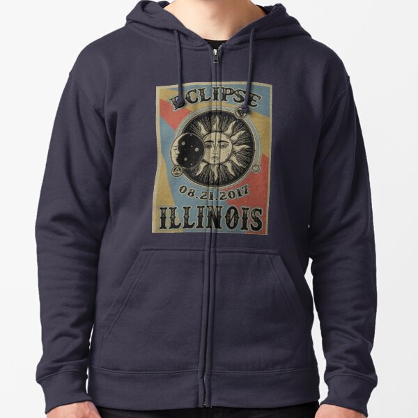 VINTAGE ILLINOIS SOLAR ECLIPSE 2017 SHIRT Zipped Hoodie