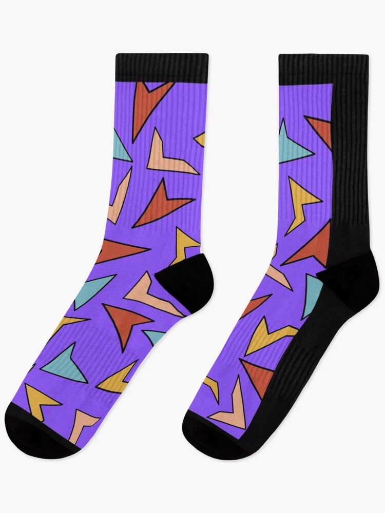 Thumbnail 1 of 5, Socks, Colorful Geometric Forms Purple Pattern designed and sold by ArtOrg.