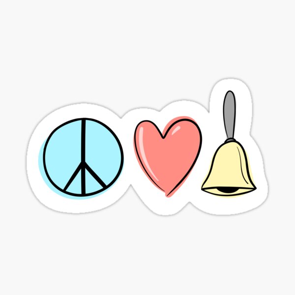 Item preview, Peace Love Handbells (simple symbols variant) designed and sold by SubtleSplit.