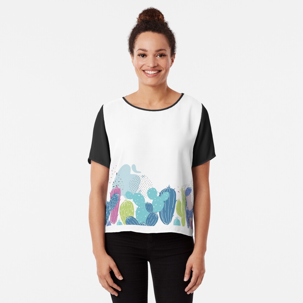 Colorful cactuses pattern Chiffon Top