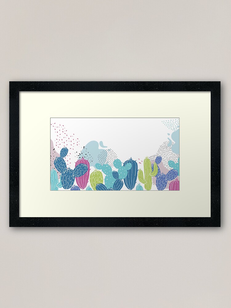 Alternate view of Colorful cactuses pattern Framed Art Print