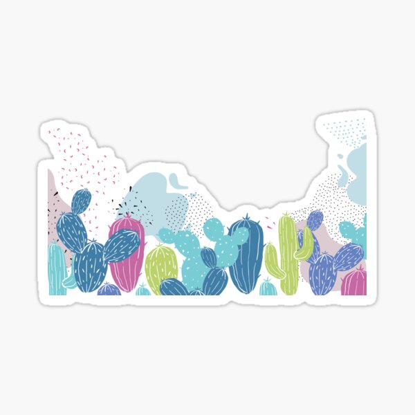 Colorful cactuses pattern Sticker