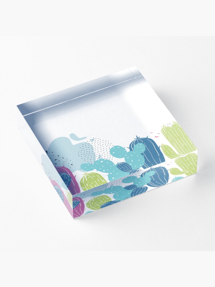 Alternate view of Colorful cactuses pattern Acrylic Block