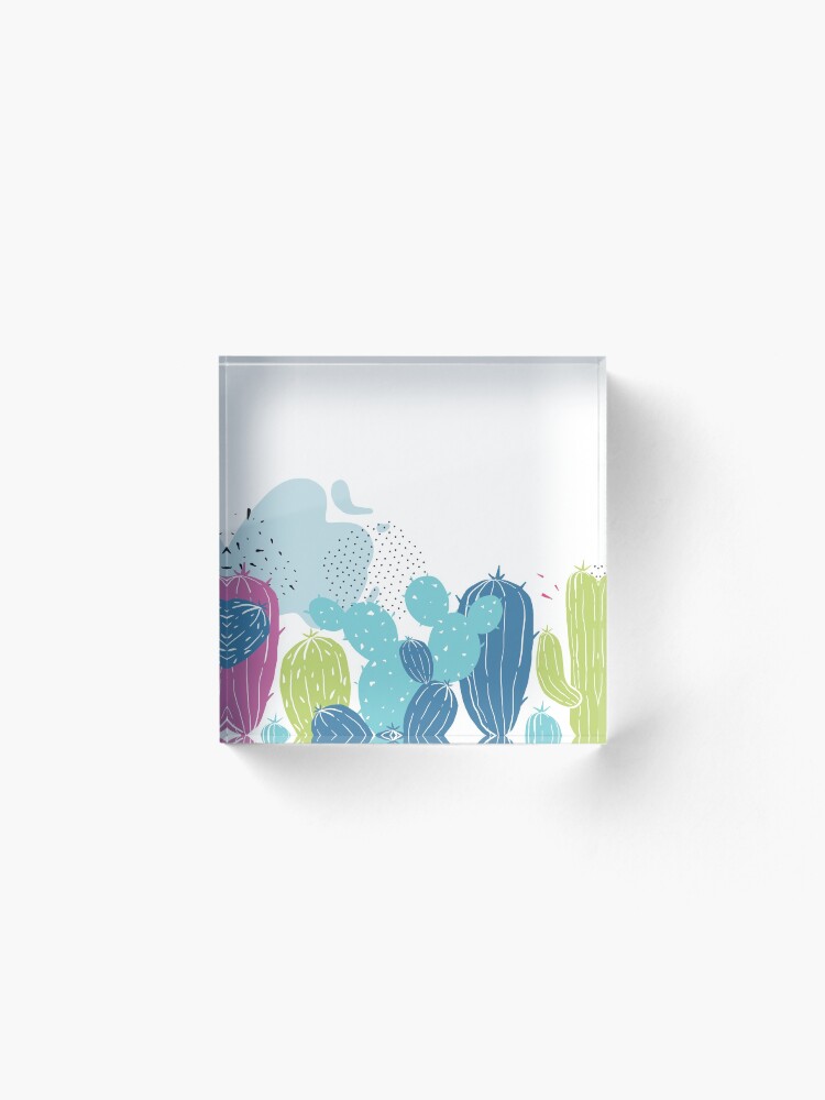 Alternate view of Colorful cactuses pattern Acrylic Block