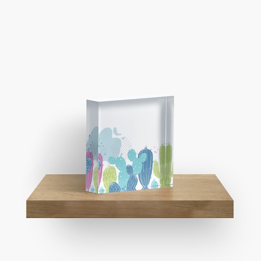 Colorful cactuses pattern Acrylic Block