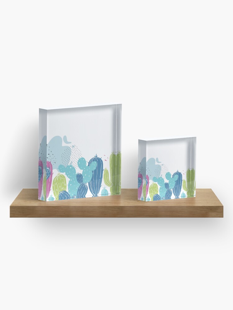 Alternate view of Colorful cactuses pattern Acrylic Block