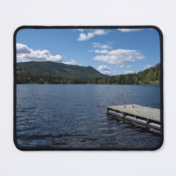 Item preview, Pad on a wooden floating platform. Metal ladder to get out of the water of a beautiful fjord in Norway. Rippled sea. Sunny spring day. No people designed and sold by Maurizio Fabbroni.