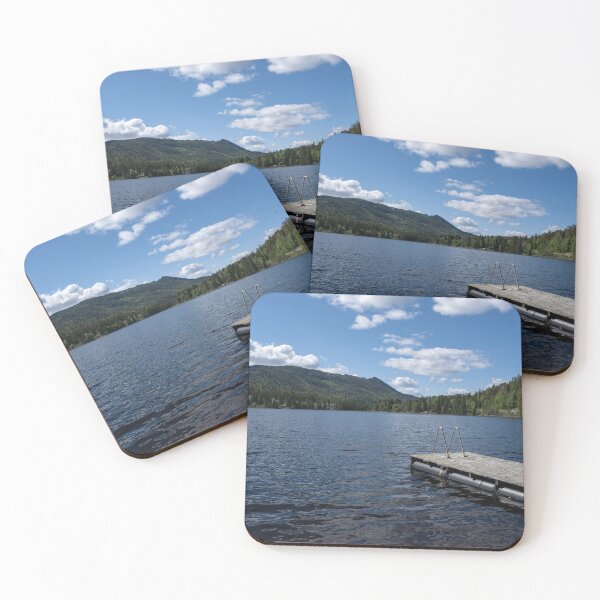Item preview, Pad on a wooden floating platform. Metal ladder to get out of the water of a beautiful fjord in Norway. Rippled sea. Sunny spring day. No people designed and sold by Maurizio Fabbroni.
