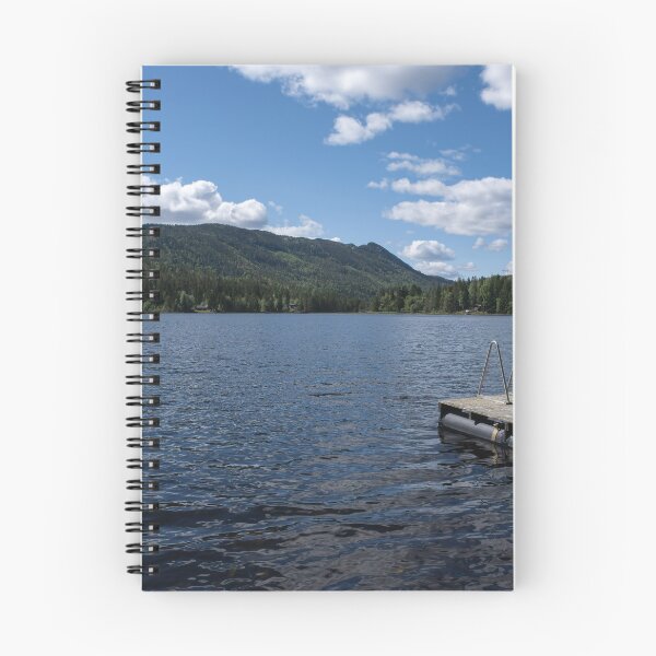 Item preview, Pad on a wooden floating platform. Metal ladder to get out of the water of a beautiful fjord in Norway. Rippled sea. Sunny spring day. No people designed and sold by Maurizio Fabbroni.