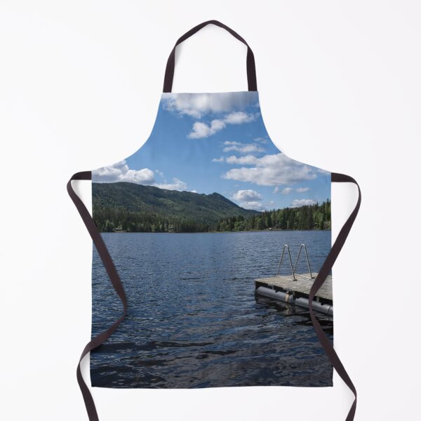 Item preview, Pad on a wooden floating platform. Metal ladder to get out of the water of a beautiful fjord in Norway. Rippled sea. Sunny spring day. No people designed and sold by Maurizio Fabbroni.