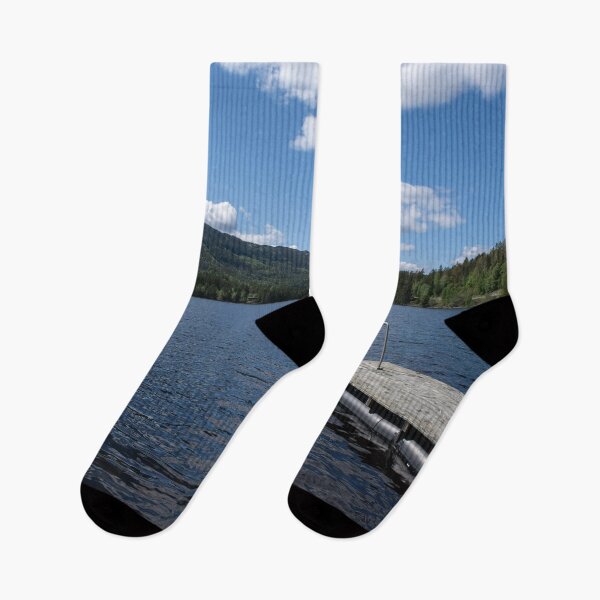Item preview, Pad on a wooden floating platform. Metal ladder to get out of the water of a beautiful fjord in Norway. Rippled sea. Sunny spring day. No people designed and sold by Maurizio Fabbroni.