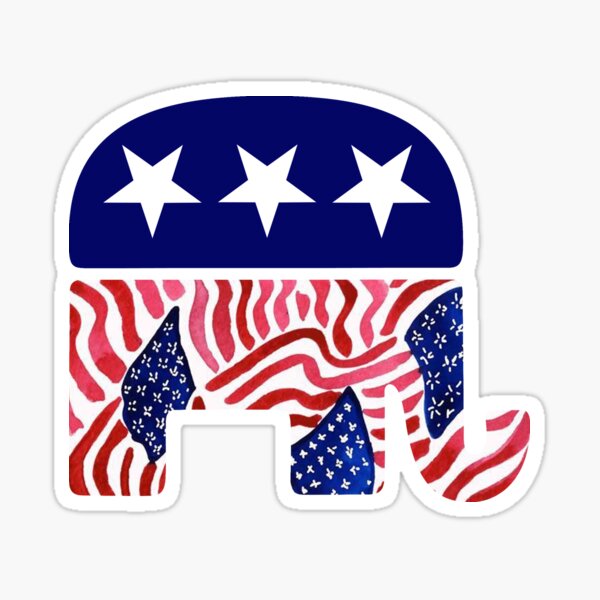Republican Elephant Cartoon Car Bumper Sticker Decal "SIZES'' 