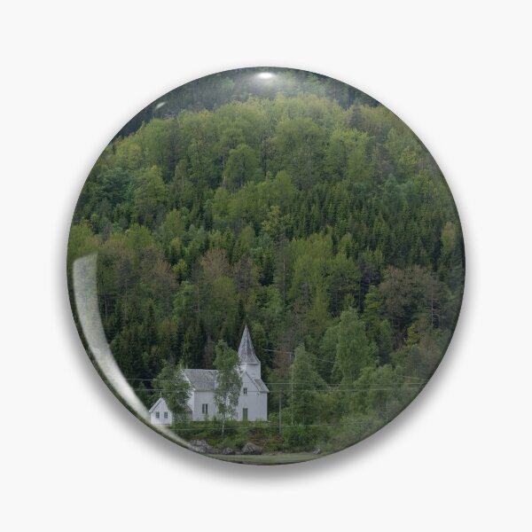 Item preview, Wonderful landscapes in Norway. Vest-Agder. Beautiful scenery of whtite Gyland church reflecting in the lake. Mountains, road and trees in the background designed and sold by Maurizio Fabbroni.