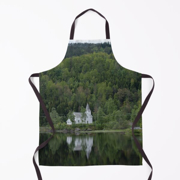 Item preview, Wonderful landscapes in Norway. Vest-Agder. Beautiful scenery of whtite Gyland church reflecting in the lake. Mountains, road and trees in the background designed and sold by Maurizio Fabbroni.