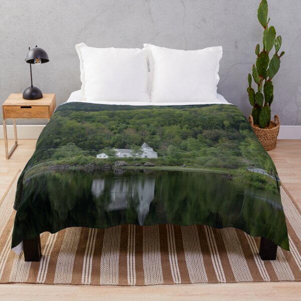 Item preview, Wonderful landscapes in Norway. Vest-Agder. Beautiful scenery of whtite Gyland church reflecting in the lake. Mountains, road and trees in the background designed and sold by Maurizio Fabbroni.