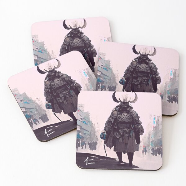 Item preview, Colorful Japanese Bushi Samurai walking in the street - Kanji translation is Benevolence designed and sold by Mirochan80.