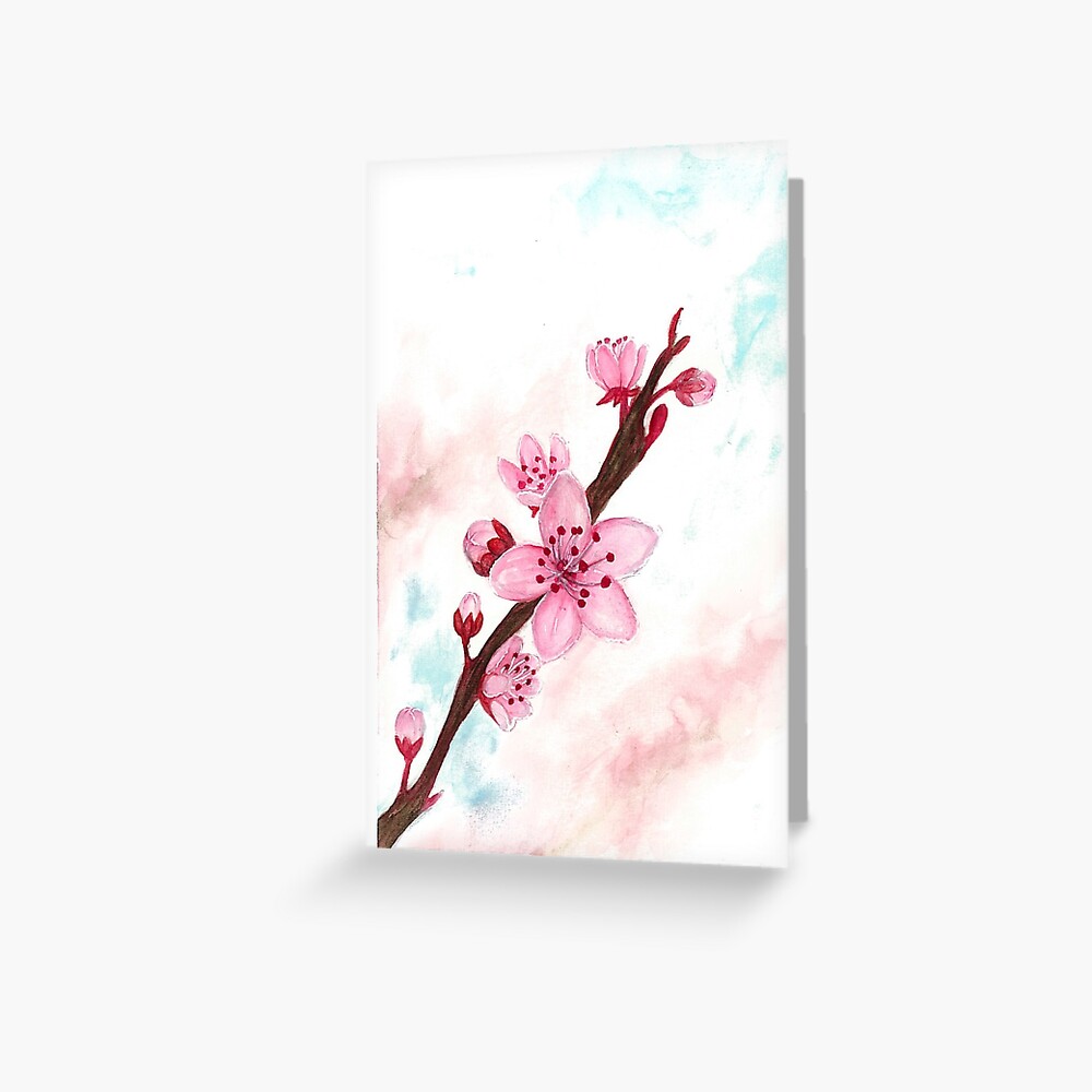 "Cherry Blossom Watercolor" Greeting Card by