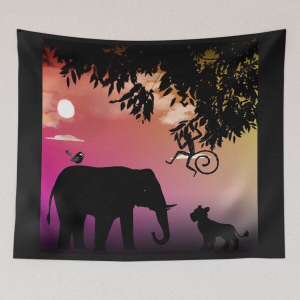 Item preview, Animal Friends in the Jungle,sunset designed and sold by zzzozzo.