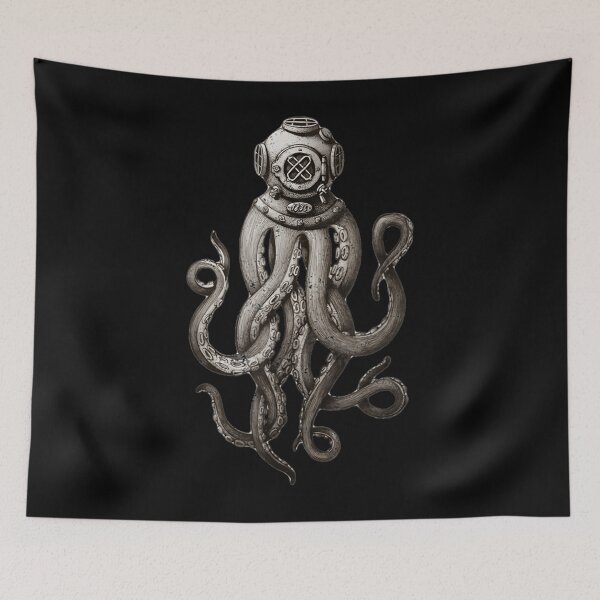 Item preview, Retro SCUBA Diver Weird Octopus Design, Octopus Helmet Classic  designed and sold by osbornpmma.