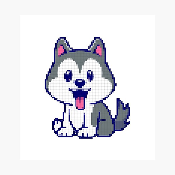 Pixel Husky Wall Art For Sale Redbubble