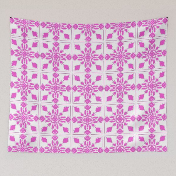 Item preview, Acanthus Tile in Pink on White Background designed and sold by MarcyBrennanArt.