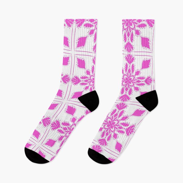 Item preview, Acanthus Tile in Pink on White Background designed and sold by MarcyBrennanArt.