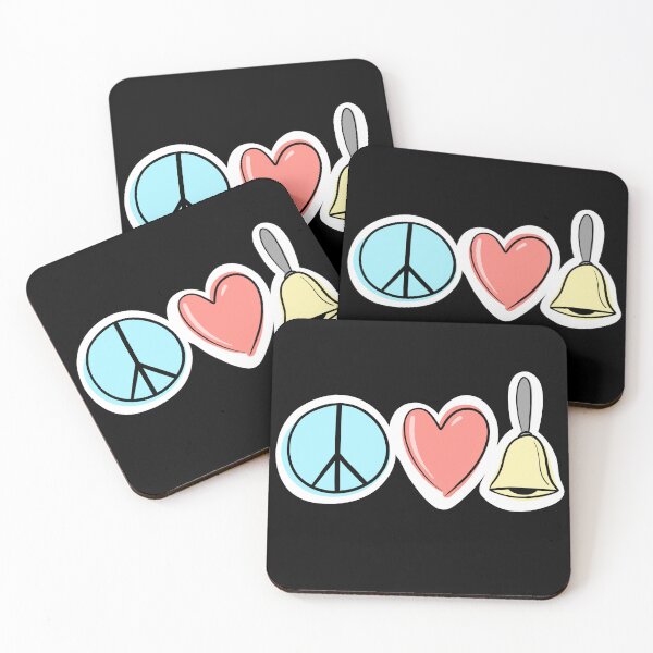 Item preview, Peace Love Handbells (simple symbols variant) designed and sold by SubtleSplit.