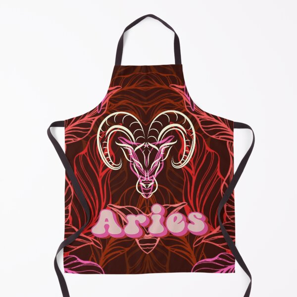 Item preview, Aries the Ram star sign on an abstract symmetrical pattern in colors of pink, red and orange designed and sold by Wonder & Whimsy.