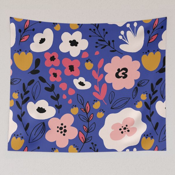 Item preview, Fantasy Flowers on blue designed and sold by Lidiebug.