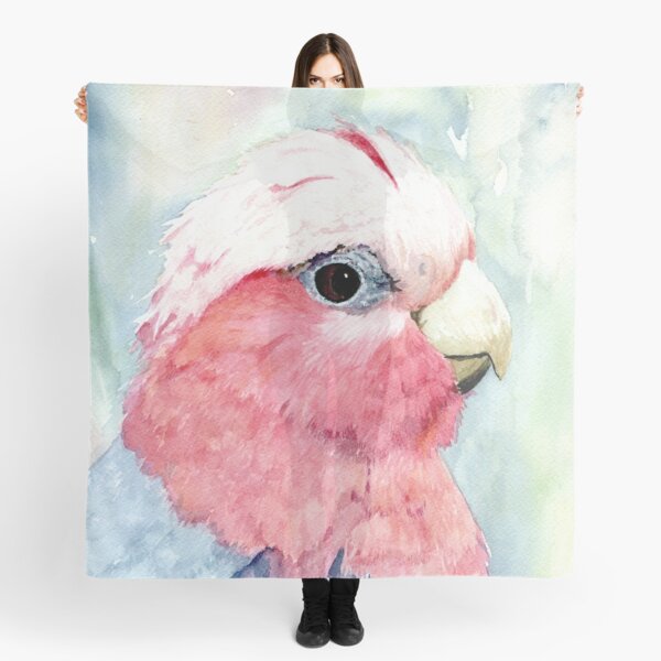 Australian Galah Cockatoo Watercolour Painting Scarf
