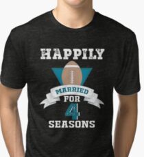 Funny T-shirt For Couples, Cool 4th Wedding Anniversary Gift For Men Tri-blend T-Shirt