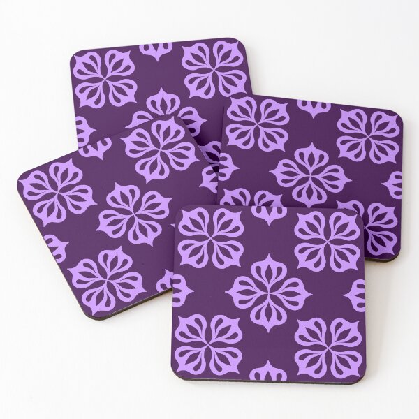 Item preview, Purple floral block printing designed and sold by Pattern Pie.