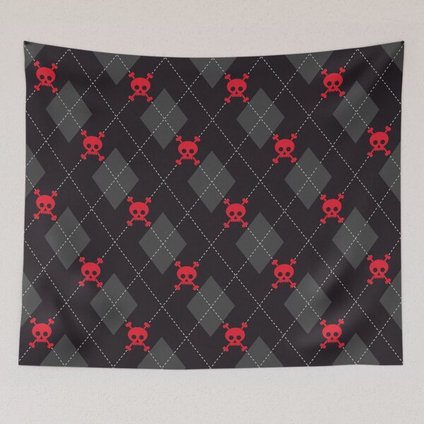 Item preview, Skully Argyle Pattern in Blood Red designed and sold by OddPop.