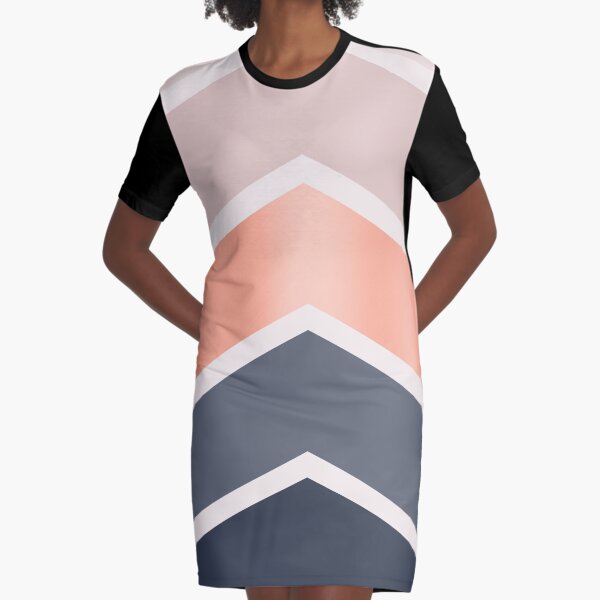 Chevrons in blush, navy and copper Graphic T-Shirt Dress