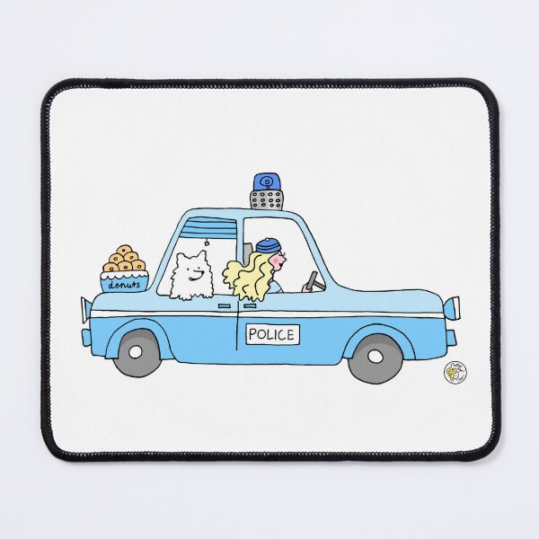 Item preview, Blue police car with blonde girl designed and sold by mellowdays.