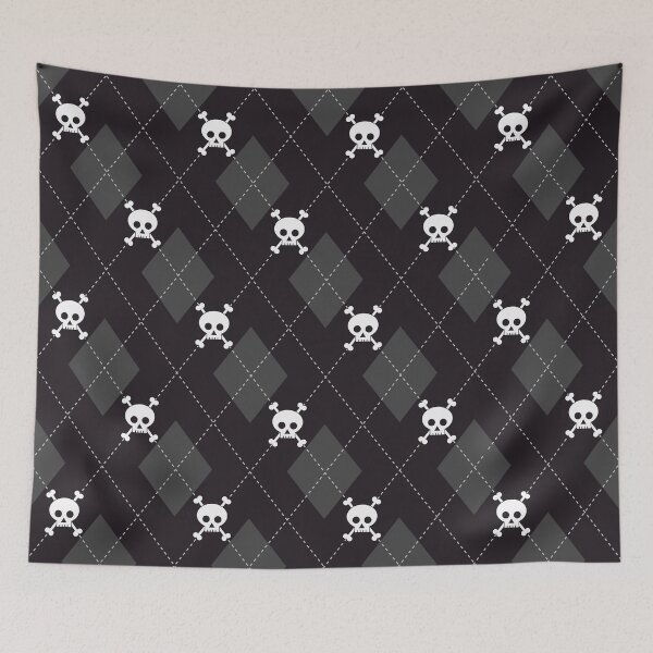 Item preview, Skully Argyle Pattern in Black and White designed and sold by OddPop.