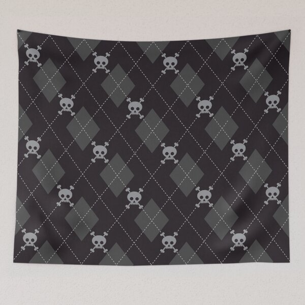Item preview, Skully Argyle Pattern in Gray and Black designed and sold by OddPop.