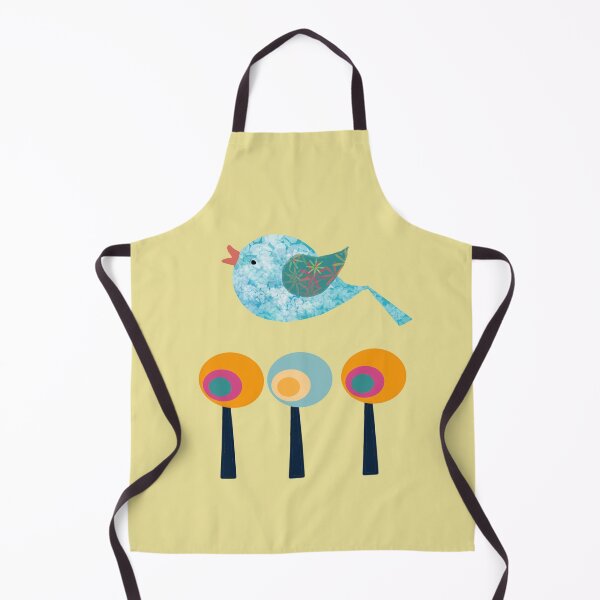 Item preview, Whimsical Blue Bird Flying over a Trio of Retro Trees designed and sold by LisWilliams.