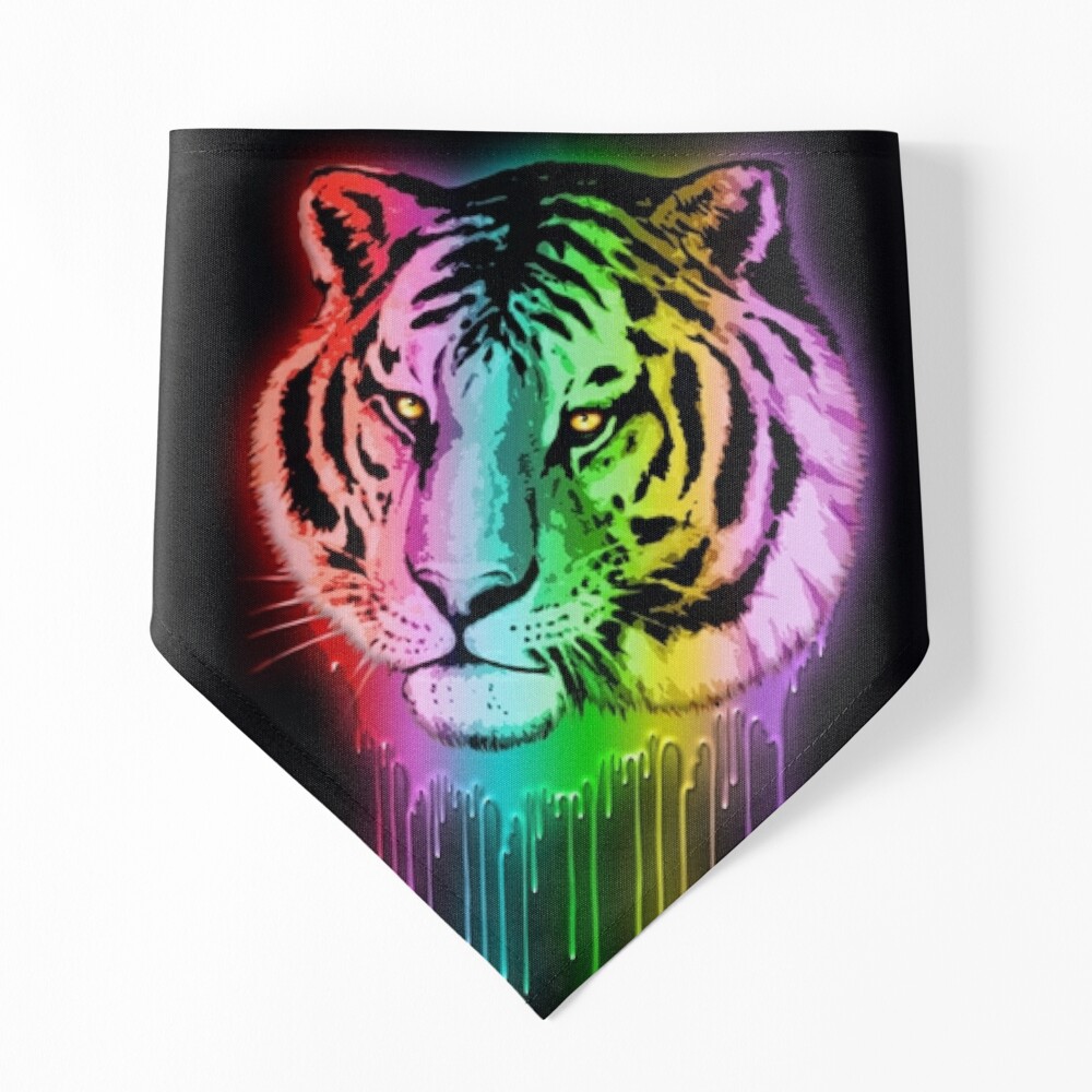 Tiger Neon Dripping Rainbow Colors Tote Bag