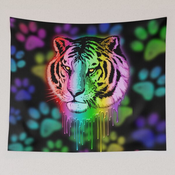 Item preview, Tiger Neon Dripping Rainbow Colors designed and sold by BluedarkArt.